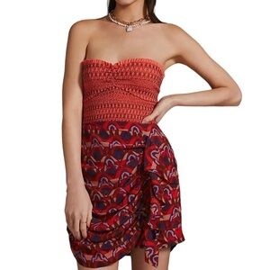 Anthropologie Dolan mini skirt women’s size XL red Ruched Ruffle